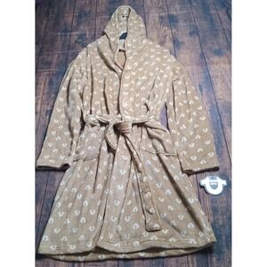 True Religion Men's Sleepwear Robe Pockets Hooded Beige Size Medium New